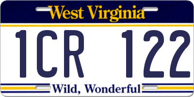 WV license plate 1CR122