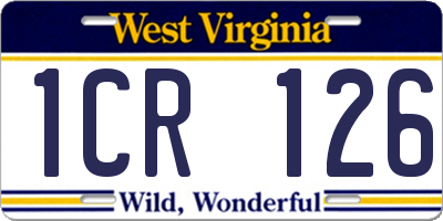 WV license plate 1CR126