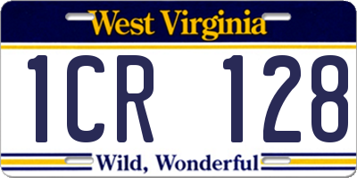 WV license plate 1CR128