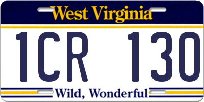 WV license plate 1CR130