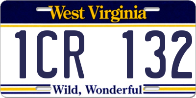 WV license plate 1CR132