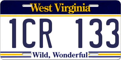 WV license plate 1CR133