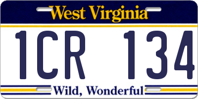 WV license plate 1CR134
