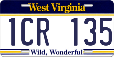 WV license plate 1CR135