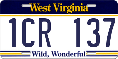 WV license plate 1CR137