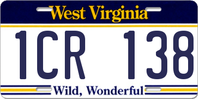 WV license plate 1CR138