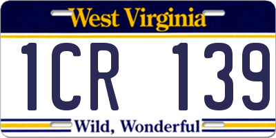 WV license plate 1CR139