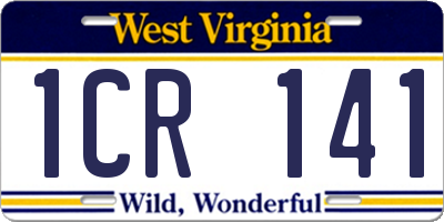 WV license plate 1CR141
