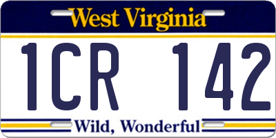 WV license plate 1CR142