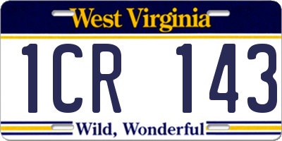 WV license plate 1CR143