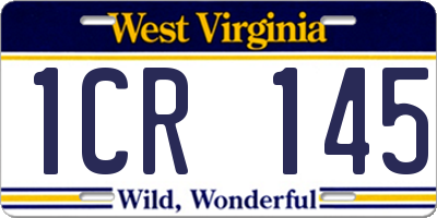 WV license plate 1CR145