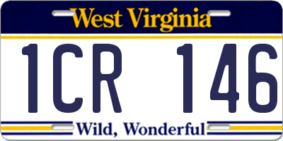 WV license plate 1CR146