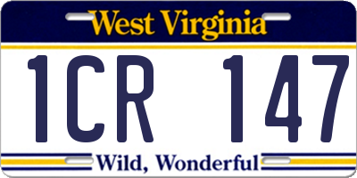 WV license plate 1CR147