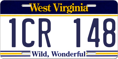 WV license plate 1CR148