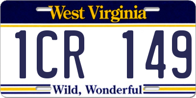 WV license plate 1CR149