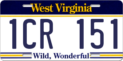 WV license plate 1CR151