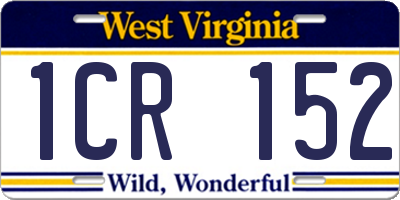 WV license plate 1CR152