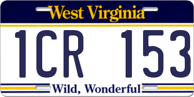 WV license plate 1CR153