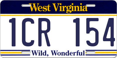 WV license plate 1CR154
