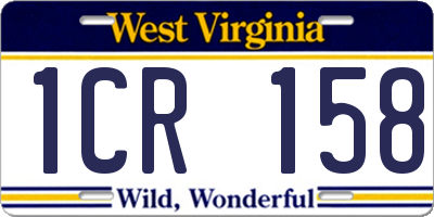 WV license plate 1CR158