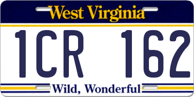 WV license plate 1CR162