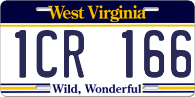WV license plate 1CR166