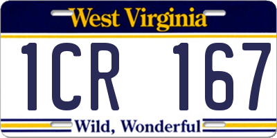 WV license plate 1CR167