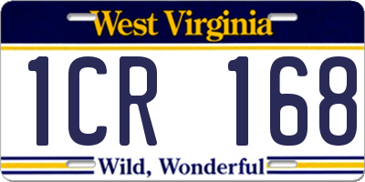 WV license plate 1CR168