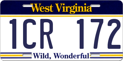 WV license plate 1CR172