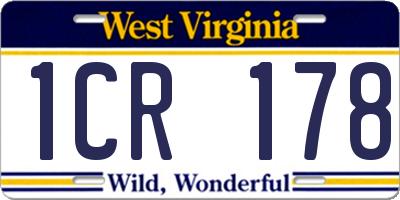 WV license plate 1CR178