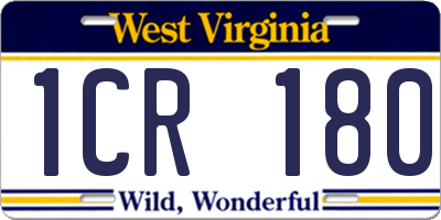 WV license plate 1CR180