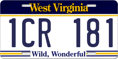 WV license plate 1CR181
