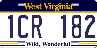 WV license plate 1CR182