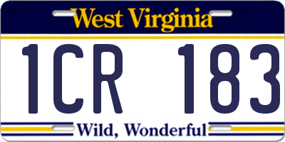 WV license plate 1CR183