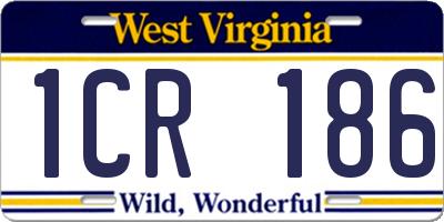 WV license plate 1CR186
