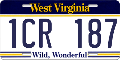 WV license plate 1CR187