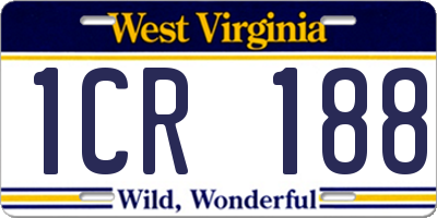 WV license plate 1CR188