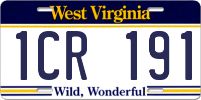 WV license plate 1CR191