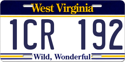 WV license plate 1CR192