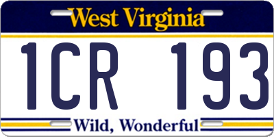 WV license plate 1CR193