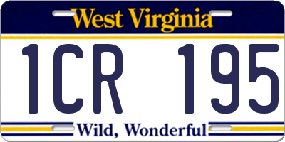 WV license plate 1CR195