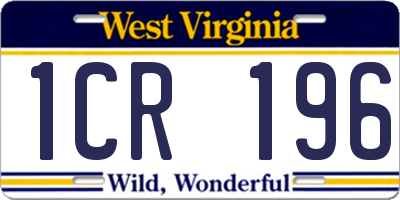 WV license plate 1CR196