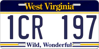 WV license plate 1CR197