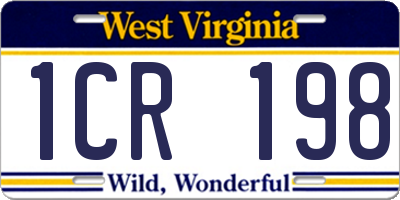 WV license plate 1CR198