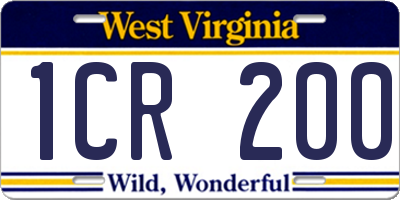 WV license plate 1CR200