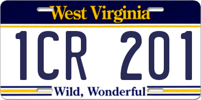 WV license plate 1CR201