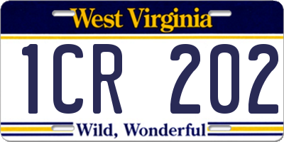 WV license plate 1CR202