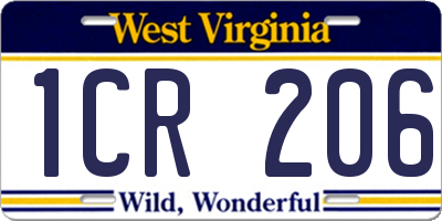 WV license plate 1CR206