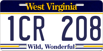 WV license plate 1CR208