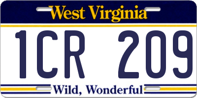 WV license plate 1CR209